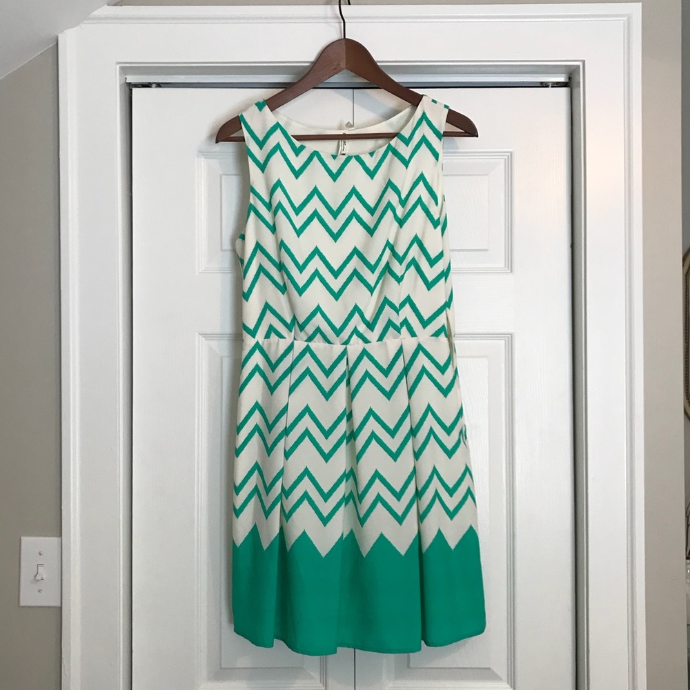 Pink owl boutique mint chevron dress medium